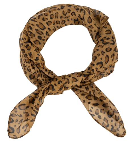 Women-Silky-Leopard-Print-Scarf Lightweight-Square-Neck Scarf Leopard Accessory for Spring Summer Season