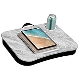 LapGear Cup Holder Lap Desk with Device Ledge - White Marble - Fits Up to 15.6 Inch Laptops - Style No. 46305