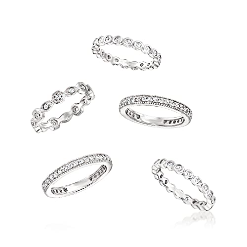 Ross-Simons 2.50 Ct. T.w. Cz Jewelry Set: 5 Eternity Bands In Sterling Silver. Size 7 #TOP3