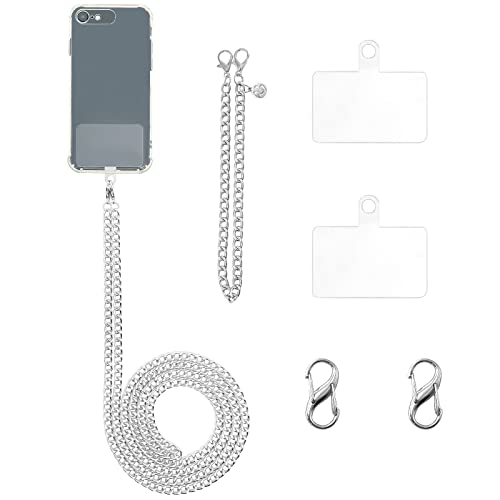 Beritni Cell Phone Lanyard, Adjustable Metal Phone Chain Strap, Crossbody Phone Tether Holder For Women, Phone Wrist Lanyard Compatible With Iphone, Smartphones, Silver #TOP15