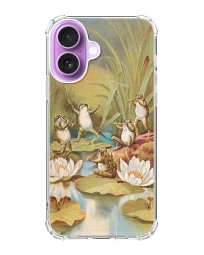 Qimulgociz Cottagecore Frog Musicians Phone Case for iPhone 17, Cut Hippien Frogs Phone Cover, Trendy Cool TPU Case Cover