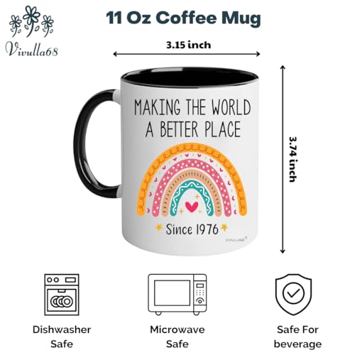 Vivulla68 50th Birthday Mug, 1976 Vintage Coffee Cup for Women, Men, Her, Him, Gift Idea for Wife, Husband, Mom, Dad, Sister, Friend Turning Fifty, Funny Gag Present, Happy 50 Year Old Celebration by Vivulla68 - Used condition - Image 2