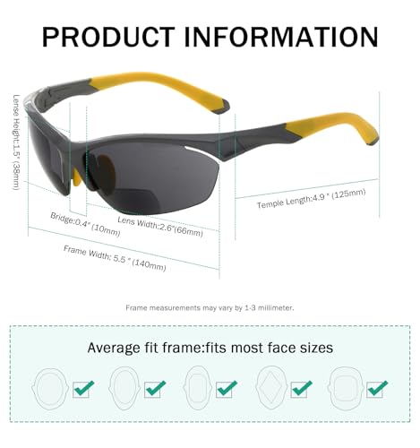 Image of Eyekepper Bifocal Sunglasses for Women Men, Rectangular Frame