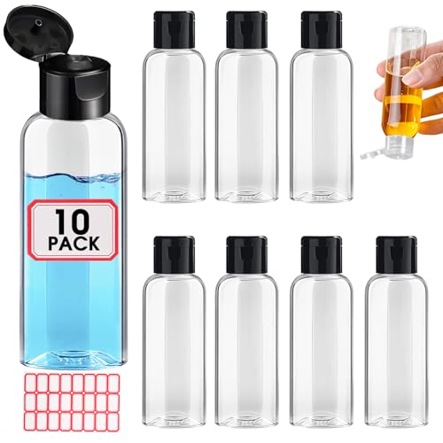10pcs Empty 3.4 oz Travel Bottles with Black Flip Cap for Liquids Lotion
