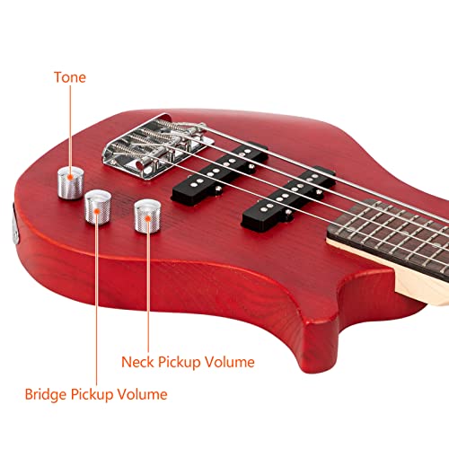 Ktaxon 4 String Electric Bass Guitar, 36-Inch Bass Guitar Kit With Split Single-Coil Pickup, Rosewood Fretboard, Mahogany Body For Kids, Boy And Girl(Red) #TOP5