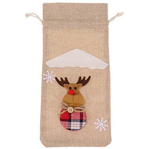 NUOBESTY Bolsa de cobertura de garrafa de vinho com cordão de rena, bolsa de presente para festa de