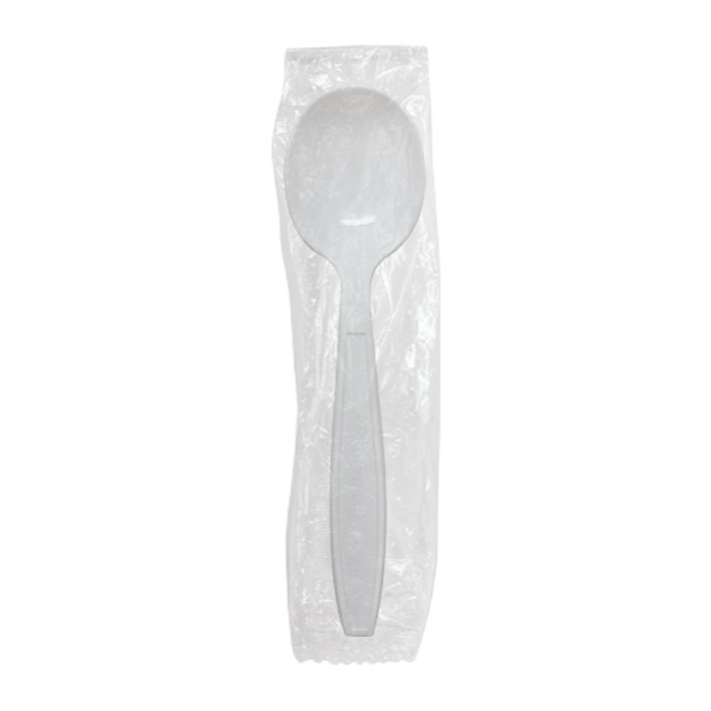Karat U3522W 5.6" Poly-Wrapped Heavy-Weight Disposable Soup Spoon, White (Pack of 1000)