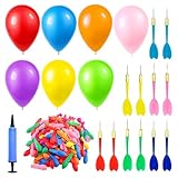Lets Joy Ballon Spiel Set, 12 Stück Dartpfeile Pfeile und 500 Stücke Latex Ballon mit 1 Ballonpump, Kindergeburtstag Zirkusdekorationen