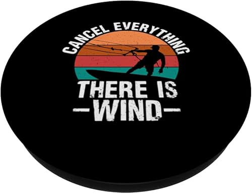 Miniatura 2 de Vintage Kitesurf Cancel Everything There Is Wind Kitesurfing PopSockets Swappable PopGrip