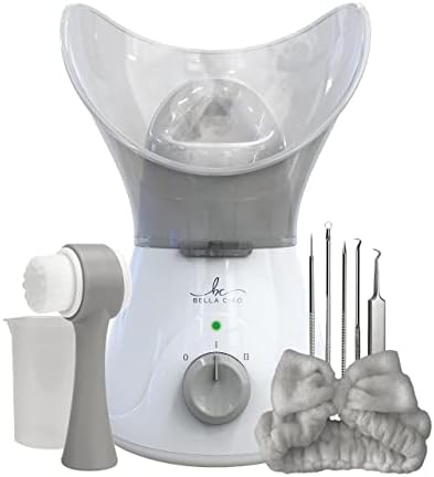 Bella Ciao 11-PC Set Gentle Face Steamer for Facial Deep Cleaning | Facial Steamer for Proactive Acne Treatment Unclogs Pores & Treats Allergies | Facial Skin Care Products Includes Needles & Tweezers