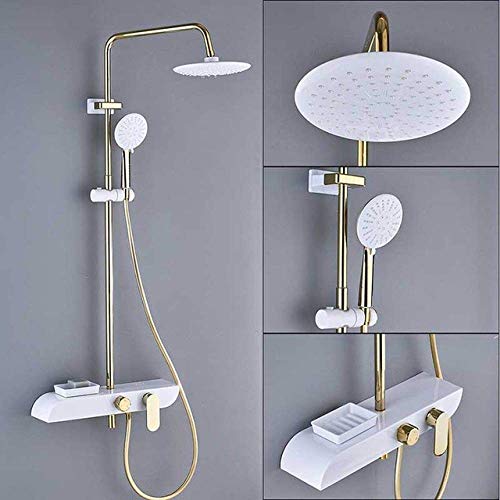 Robinet de douche blanc résistant au calcaire avec étagère pour optimiser l'espace - 2