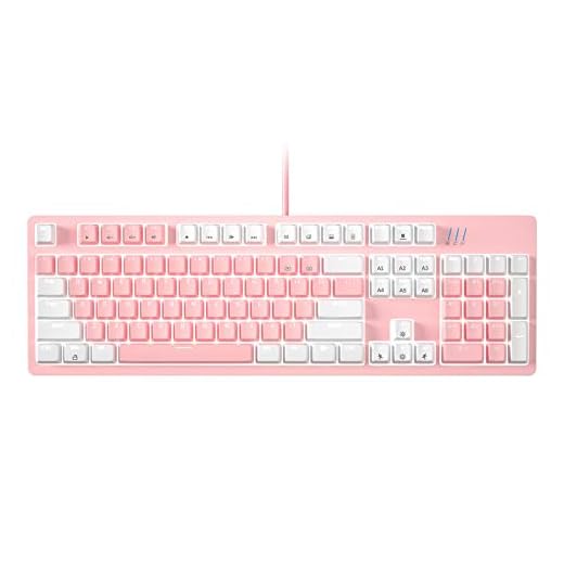 MageGee Detachable Keycap Gaming Keyboard,DIY Armor Backlight Splash-Proof Mechanical Keyboard for Computer PC Laptop Game(Pink Red Switches)