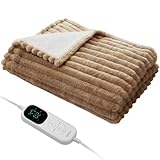 電気毛布 掛け敷き兼用 【TV・SNSで話題沸騰】TOPZEE 『夢見ごこちのフワリ感「極上手触りのでんき掛敷もうふ」』 電気毛布 掛け 敷き 電磁波カット 188x130cm 電気ブランケット 1-10時間タイマー 6段階温度調節 睡眠モード ダニ対策 電気掛け毛布 電気敷き 省エネ 暖房器具 ふわとろ 電気敷き毛布 過熱保護 PSE認証済み 新年 クリスマス プレゼント（カーキ）