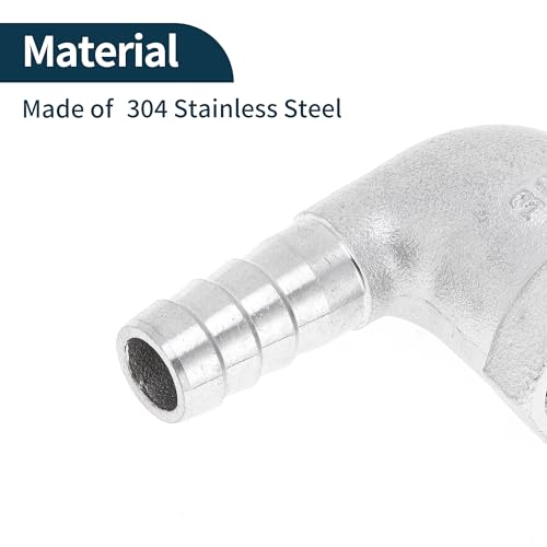 TUCKBOLD 304 Edelstahl Schlauchstutzen 15/32\ OD 1/2\ BSPT 90 Grad Winkelverbinder für Luft Wasser Öl Gas Kraftstoff 2 Stück Silberton