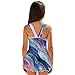 Wanyint Girls One Piece Swimsuit with Skirt, Scoop Neck & V Back Fashion Swimming Bathing Suit Sleeveless Summer Beach Swimwear for Kids Age 8-9, Purple Blue Gold Marble