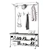 Qcesorib 5 in 1 Garderobe mit Sitzbank Garderobenständer, Kleiderständer mit 10 Kleiderhaken S-Haken Metall Schuhregal mit Sitzfläche, Flurregal - 80/ 100CM