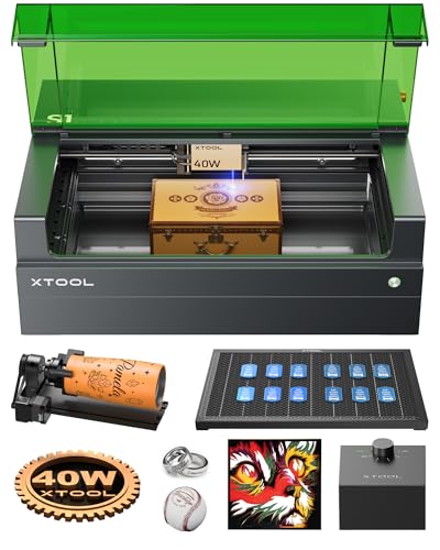 xTool S1 40W Graveur Laser Kit de Luxe, Decoupe Laser avec Positionnement à Pin-Point, Autofocus,...