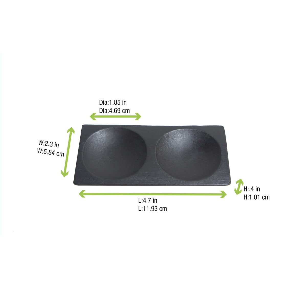 PacknWood 209BBGALGAL - Bamboo Plate with Two Compartments - Mini Black Bamboo Plate with Two Bowl Compartments - Biodegradable Miniature Bamboo Dish - (Case of 96), (4.7" x 2.4")