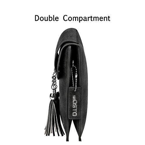 seOSTO Womens Small Crossbody Bag, Tassel Cell Phone Purse Holder Wallet