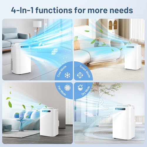 14000 BTU Portable Air Conditioners for Room up to 700 Sq. Ft, 3-IN-1 Portable AC Unit with Fan Dehumidifier, Drainage-free Cooling, 48 dB Quiet Sleep Mode, 24H Timer, Auto Swing, Windows Kit Included - Thumbnail 4