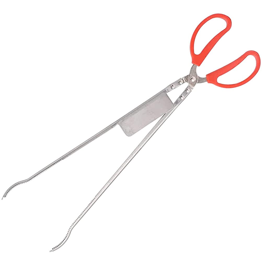 Pinza per Granchi Angolata in Acciaio Inox, Multifunzione | Uso Outdoor, Impugnatura Antiscivolo, Riutilizzabile, Colori Argento e Rosso