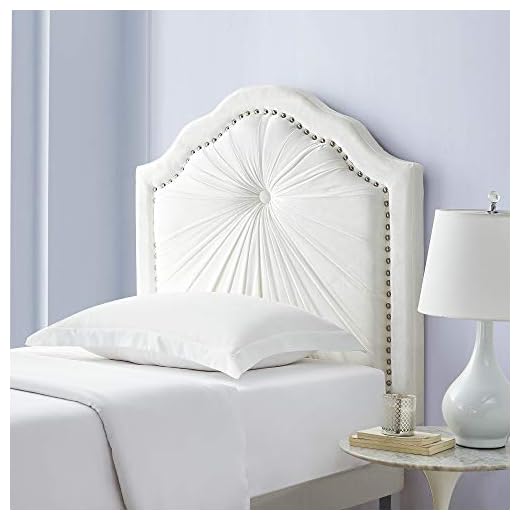 Plush Pleated Double Bevel College Dorm Headboard - White