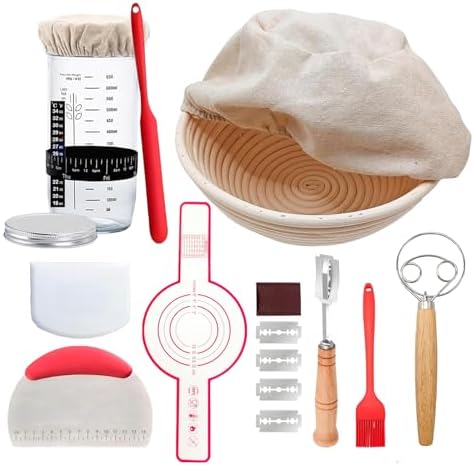 Kit completo para iniciantes de massa fermentada com jarra, cesta...