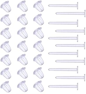 Plastic Earrings, 50 Pair Earring Posts Clear Ear Pins Back Silicone Rubber Backs,Ear Pins Rubber Earring Safety Backs Clear Earring Backs Stoppers Percings for Men Women