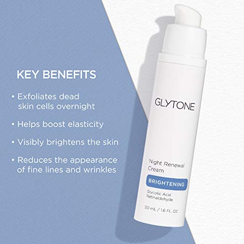Glytone Night Cream | Improve Skin Elasticity with 5.5 FAV Glycolic Acid & Retinaldehyde | Fragrance Free Face Moisturizer for Women | 1.6 oz