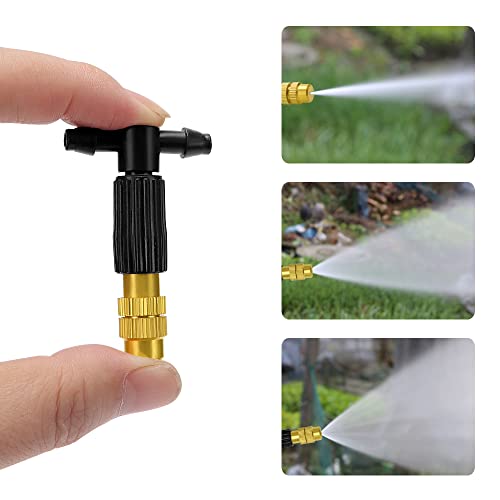 VooGenzek 15 Stücke Bewässerungsdüse aus Kupfer, Einstellbar Kupfer Bewässerung Düse, Einstellbare Nebeldüse Spritzdüse, mit 15 T-Anschlüsse, für Gartenbewässerung Gewächshaus Sämling Bewässerung