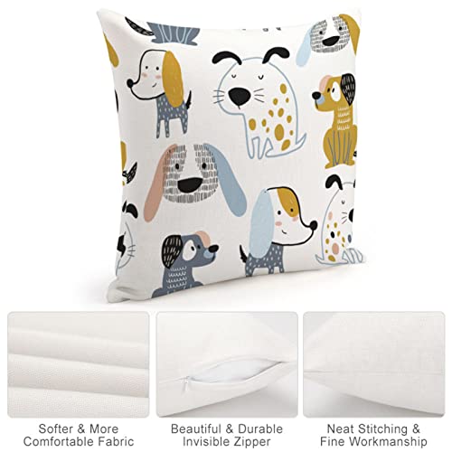 Muruful Childish Funny Creative Dog Throw Pillow Cover 18X18 Inch，Trendy Kid Doodle Pet Cartoon Nursery White Square Throw Pillow Cases，Polyester Throw Cushion Covers For Couch Sofa Chair Bedroom #TOP3
