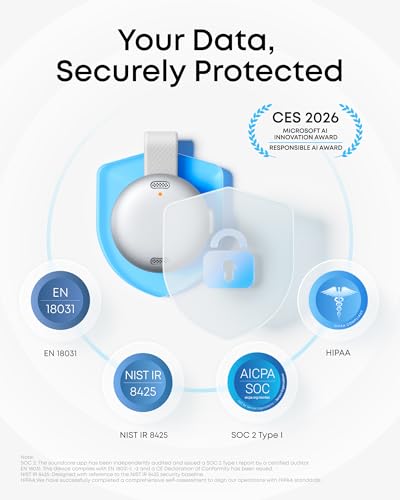 soundcore Work by Anker Voice Recorder, KI-Diktiergerät mit Schreibfunktion und Spracherkennung, 6 Monate Pro ABO gratis, kombinierte Meeting Protokolle, MFi-Zertifiziert, 140+ Sprachen