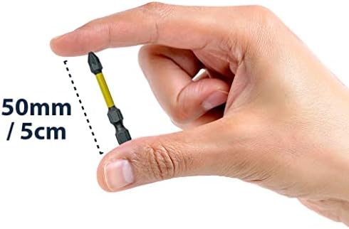 Pipestation 5 Pack of 50mm PZ2 Impact Screwdriver Driver Bits Set Pozidriv POZI No.2 Heavy Duty Hardened Bits for Driving Screws and Fixings Compatible with Dewalt, Milwaukee, Makita, Bosch