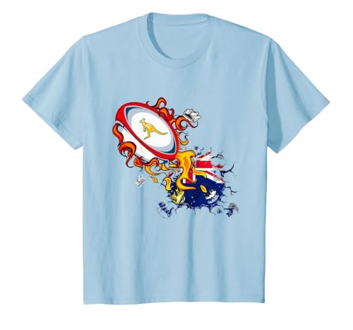 Australia Rugby, Wallabies Rugby Jersey, Australian Flag T-Shirt, Youth, Baby Blue, Large