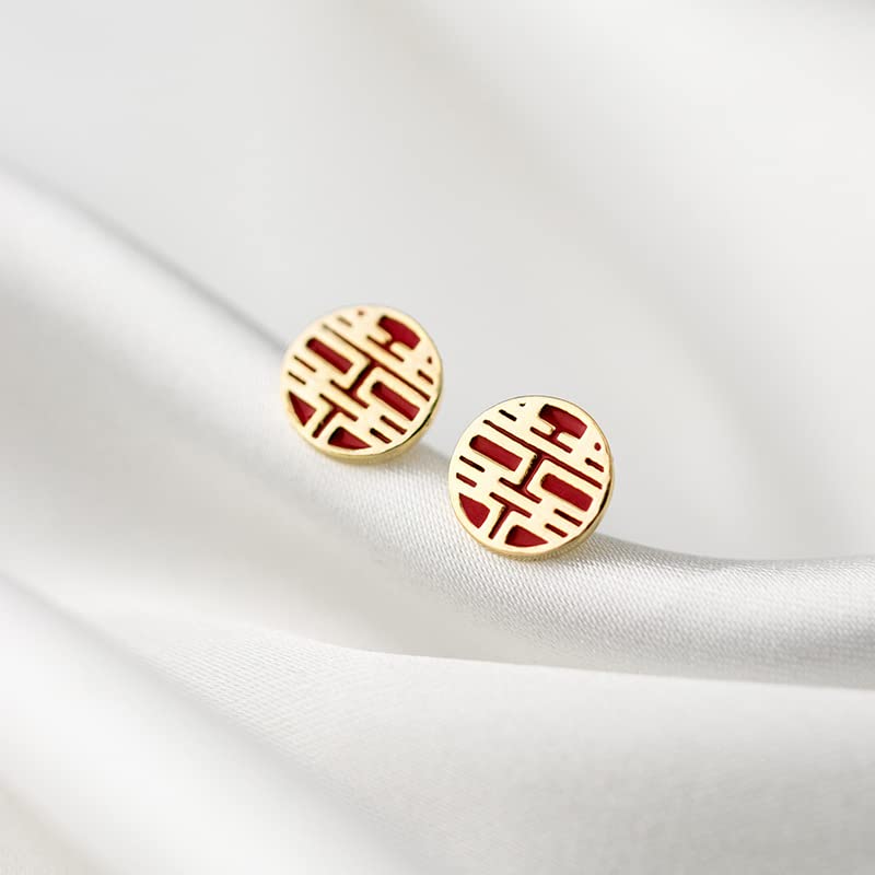 Boucles d'oreilles argent 925 rouge rétro chic pour mariage