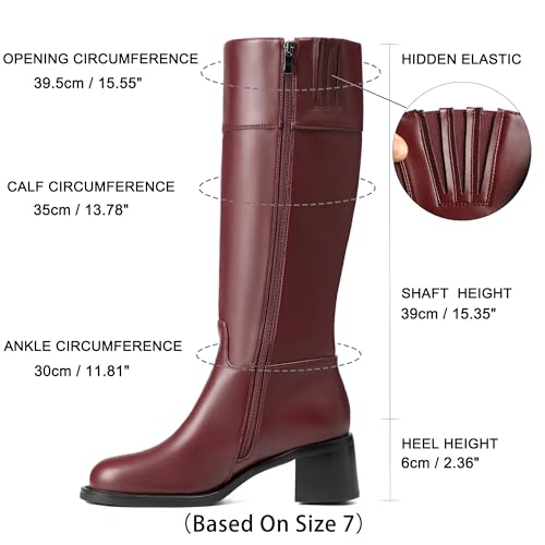 Image of Reitoye Knee High Boots Women Platform Chunky Block Heel Zipper Tall Boots | PU leather low heel boots with slip-resistant rubber sole, breathable lining, all-day comfort for daily, wedding and party.