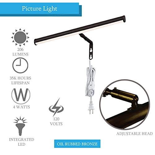 Ciata Picture Light, Picture Frame Light, 14-Inch 4-Watt Adjustable Led Picture Light In Oil Rubbed Bronze Finish, 3000K Warm White, Cri -90, Integrated Led Display Light For Indoor Locations #TOP4