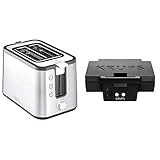 Krups KH442D10 Control Line Premium Toaster mit 6 Bräunungsstufen (720 Watt) edelstahl/schwarz & FDK 451 Sandwich-Toaster (850 Watt, Toastplatten 25 x 12 cm) schwarz