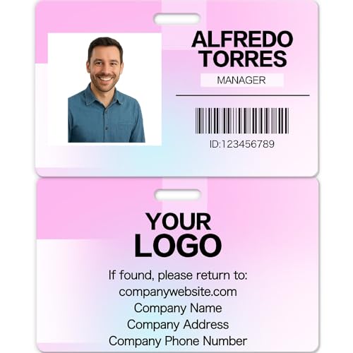 Custom Id Badge Personalized Id Card Identification Badges Bulk Print Photo Name Tag Logo Employee Work Office Volunteer-HorizontalStyle5