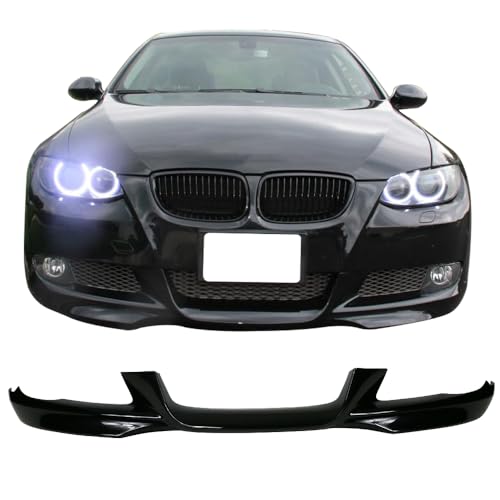 IKON MOTORSPORTS, Front Bumper Lip Compatible with 2007-2010 BMW E92 E93 3-Series Coupe Convertible, Air Dam Chin Splitter M-Tech Style PP Polypropylene Painted #475, C4R Black Sapphire Metallic