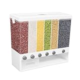 Fricienc Trockennahrungsspender mit 6 Unterteilungen Cerealienspender Cornflakes Spender Cereal Dispenser mit Trennwand Transparentes und sichtbares Design
