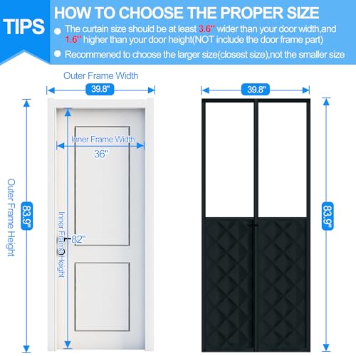 RELIANCER Magnetic Thermal Insulated Door Curtain,Waterproof Oxford Cloth Door Cover w/Clear Window,Fits 36"x82" Doors,Draft Blocker Doorway Blanket,Cotton Fiberfill Doors Curtain for Heat Insulation by RELIANCER - Image 2