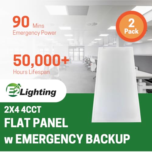 E2 LIGHTING 2 Pack 2X4 LED Flat Panel Light with Emergency Battery Backup 30W-40W-50W Wattage Selectable 3500K-4000K-5000K by E2 LIGHTING - Image 2