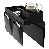 PIUGERU Couch Cup Holder, Upgraded Magnetic Detachable Sofa Arm Tray, PU Sofa Armrest Organizer with