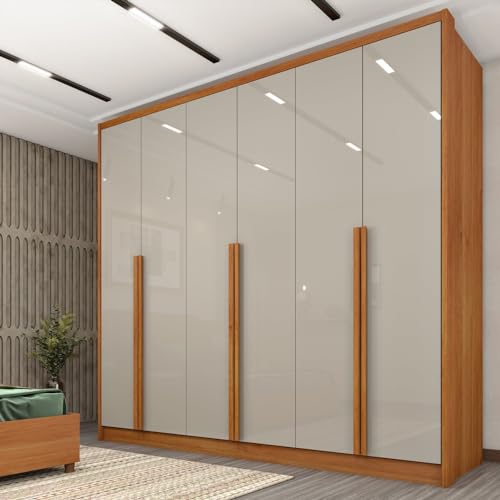 Guarda Roupa Casal 6 Portas 6 Gavetas Sol Espresso Móveis Cinamomo/Off White