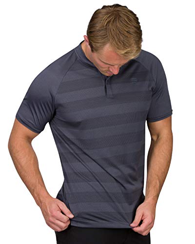 Three Sixty Six Golf Shirts For Men - Dry Fit Collarless Polo Shirts - Lightweight And Breathable, Stripe Design #TOP1