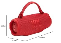 JBL Charge 6, tragbarer Bluetooth-Lautsprecher, 28 Stunden Akkulaufzeit, IP68 wasserdicht, Staub- und stoßfest, JBL Pro Sound mit AI Sound Boost, Auracast Multi-Speaker, Rot – Ansicht 7