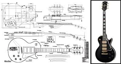 Plan of Les Paul 'Black Beauty' Electric Guitar - Full Scale Print by ALS