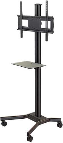 Crimson M631 Carrito móvil con estante de metal, ajuste de altura e inclinación para pantallas de plasma, LCD o LED, negro, capacidad de peso de