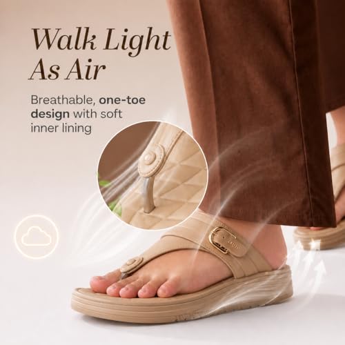 Image of Carrito, Women Wedge Heels Thong Sandals| Comfortable Flats Sandals | Comfort Orthopaedic Sandals for Women| Doctor Slippers /Flip-Flops | Arch Support & Heel Cushion | Lightweight Anti-Skid Sole | Ultra-Cushioned Shock Absorbing Footbed | Available in Open Toe & Toe Separator Style